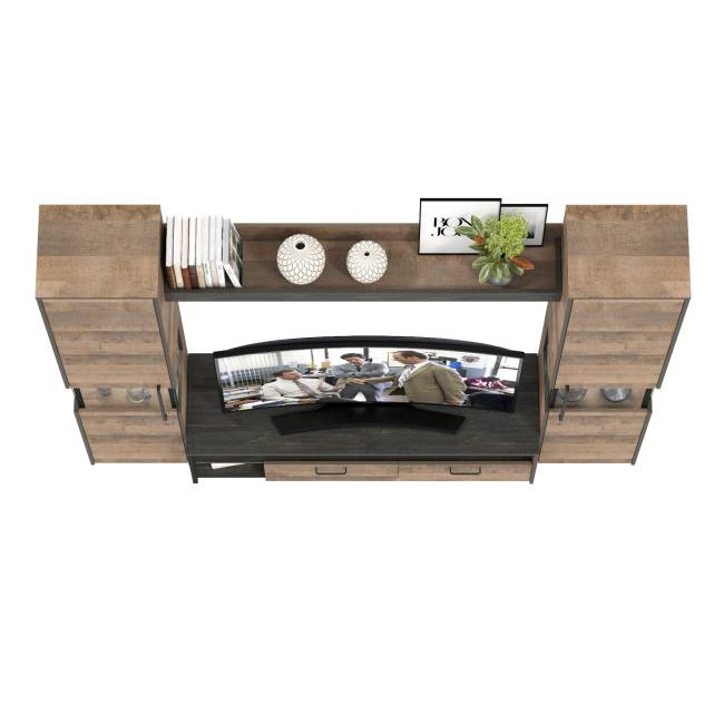 Индустриальная гостиная в стиле лофт с подсветкой Трувор № 17 цвет дуб гранж песочный/интра Индустриальная гостиная в стиле лофт с подсветкой Трувор № 17 цвет дуб гранж песочный/интра