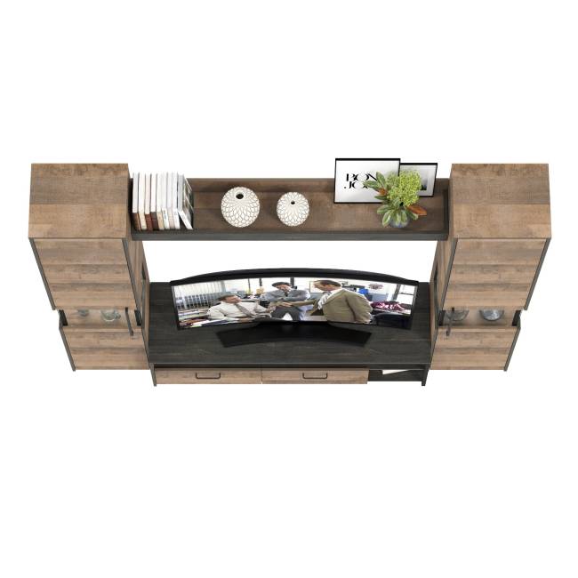 Индустриальная гостиная в стиле лофт с подсветкой Трувор № 17 цвет дуб гранж песочный/интра Индустриальная гостиная в стиле лофт с подсветкой Трувор № 17 цвет дуб гранж песочный/интра