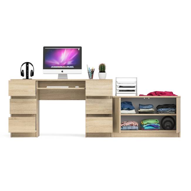 Двухтумбовый компьютерный стол Мори МС-2 с широкой тумбой на 900 цвет дуб сонома Двухтумбовый компьютерный стол Мори МС-2 с широкой тумбой на 900 цвет дуб сонома