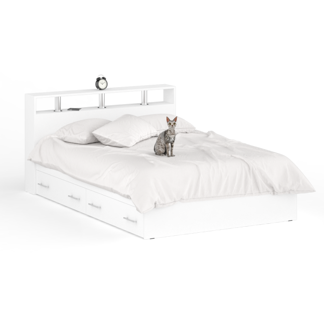 Мебель в спальню Камелия № 12 Кровать с ящиками 1400 цвет белый Мебель в спальню Камелия № 12 Кровать с ящиками 1400 цвет белый