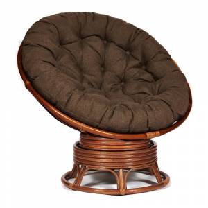 Кресло-качалка PAPASAN/ПАПАСАН w 23/01 B /с подушкой/ 115х78х104 см, Pecan (орех), ткань Коричневый, 3М7-147 Pecan (орех)