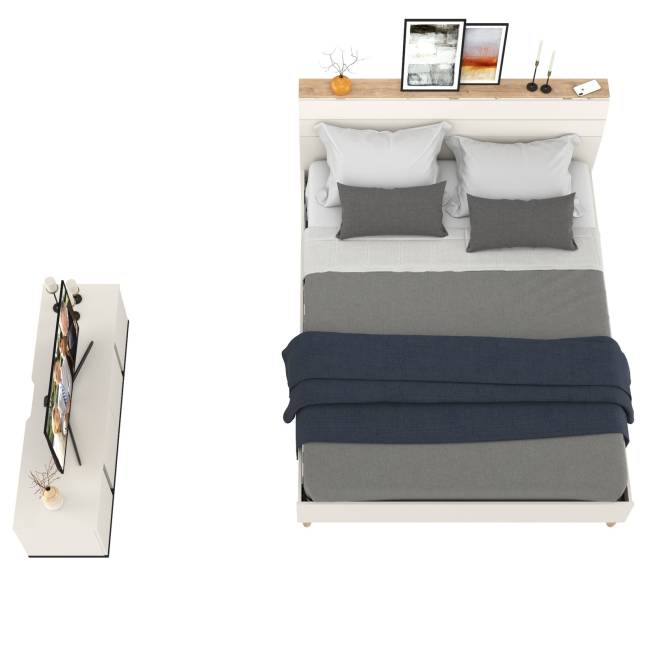 Кровать 11.41 Муссон 1600 с ортопедом и ТВ-тумба Квадро 13.276 цвет белый/чёрный/дуб эндгрейн элегантный Кровать 11.41 Муссон 1600 с ортопедом и ТВ-тумба Квадро 13.276 цвет белый/чёрный/дуб эндгрейн элегантный