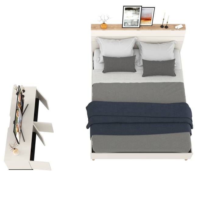 Кровать 11.41 Муссон 1600 с ортопедом и ТВ-тумба Квадро 13.276 цвет белый/чёрный/дуб эндгрейн элегантный Кровать 11.41 Муссон 1600 с ортопедом и ТВ-тумба Квадро 13.276 цвет белый/чёрный/дуб эндгрейн элегантный