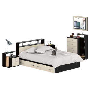 Мебель в спальню Камелия № 12 Кровать с ящиками 1400 цвет венге/дуб лоредо