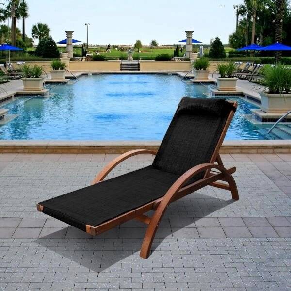 Шезлонг-лежак из сибирской лиственницы Мальта AFM-512A Black