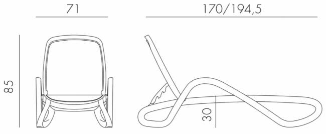 Шезлонг-лежак пластиковый Alfa белый, синий 1700-1945х710х850 мм Шезлонг-лежак пластиковый Alfa белый, синий 1700-1945х710х850 мм