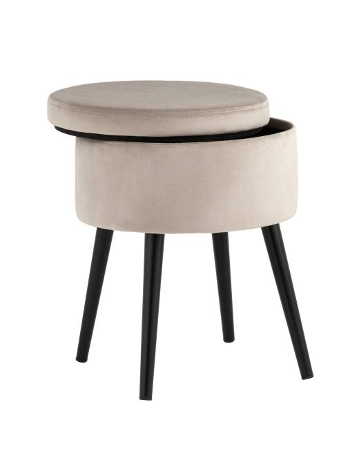 Пуф Клайс с ящиком велюр серо-бежевый