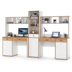 Детская мебельная стенка для двоих детей Вуди цвет белый премиум/дуб крафт золотой