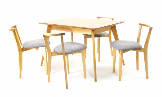 Стол Сканди 120 натур со стульями Франк натур рогожка серый Стол Сканди 120 натур со стульями Франк натур рогожка серый