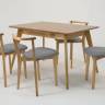 Стол Сканди 120 натур со стульями Франк натур рогожка серый Стол Сканди 120 натур со стульями Франк натур рогожка серый
