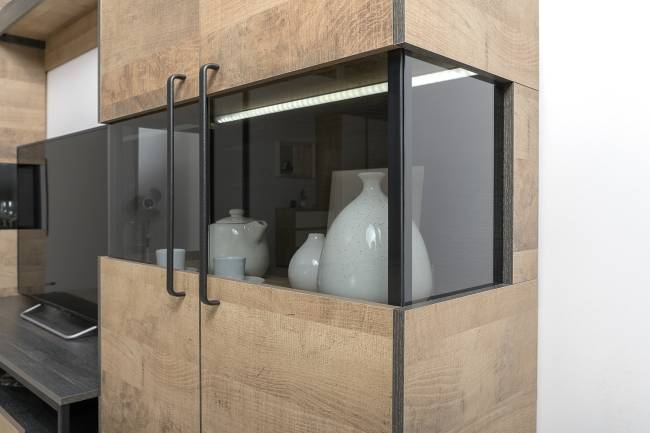 Мебель для гостиной в стиле лофт с подсветкой Трувор № 26 цвет дуб гранж песочный/интра