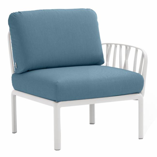 Модуль правый/левый пластиковый с подушками Komodo Elemento Terminale DS/SX белый, синий 720х780х880 мм