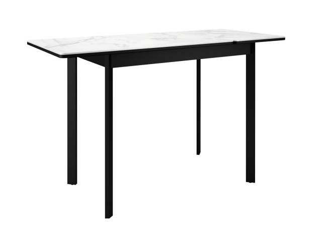 Стол DikLine LK90 Керамика Белый мрамор/подстолье черное/опоры черные Стол DikLine LK90 Керамика Белый мрамор/подстолье черное/опоры черные