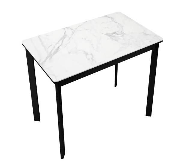 Стол DikLine LK90 Керамика Белый мрамор/подстолье черное/опоры черные Стол DikLine LK90 Керамика Белый мрамор/подстолье черное/опоры черные
