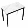 Стол DikLine LK90 Керамика Белый мрамор/подстолье черное/опоры черные Стол DikLine LK90 Керамика Белый мрамор/подстолье черное/опоры черные