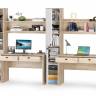 Два рабочих места Бостон с полками и пеналами цвет дуб эндгрейн элегантный/фасады МДФ милк рикамо софт