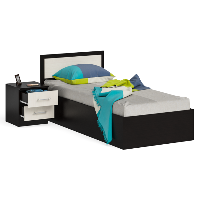 Кровать 900 с тумбой Фиеста цвет венге/дуб лоредо