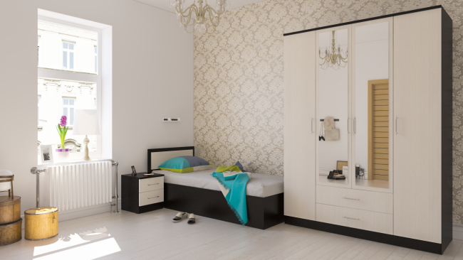 Кровать 900 с тумбой Фиеста цвет венге/дуб лоредо