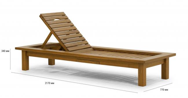 Шезлонг-лежак деревянный с матрасом Roova 2170х770х340 мм Шезлонг-лежак деревянный с матрасом Roova 2170х770х340 мм