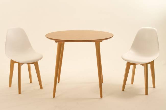 Стол Монте К 100 натур со стульями Сашш натур белый