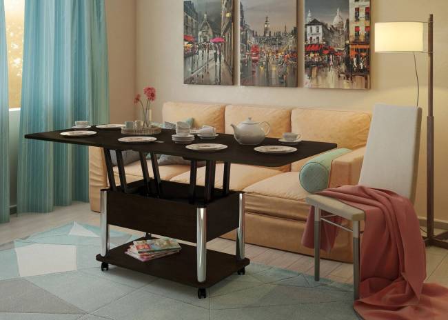 Стол-трансформер Дебют 3 темный венге/ножки хром