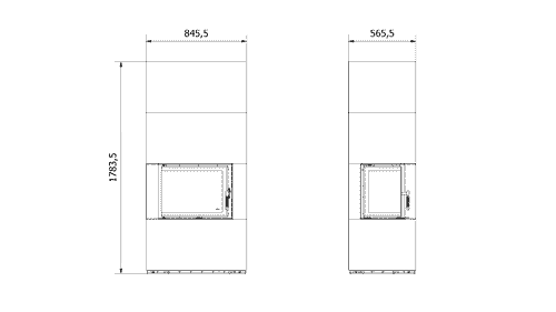 Каминокомплект Kratki PRO FLOKI ZIMBABWE NERO угловое стекло слева