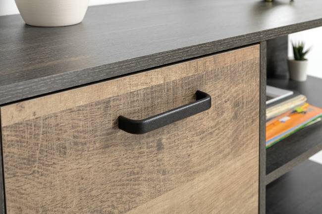 Стенка в гостиную лофт с подсветкой Трувор № 36 цвет дуб гранж песочный/интра