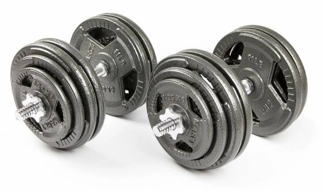 Набор гантелей с железной ручкой "HAMMERTONE", AS 2x29 кг Набор гантелей с железной ручкой "HAMMERTONE", AS 2x29 кг