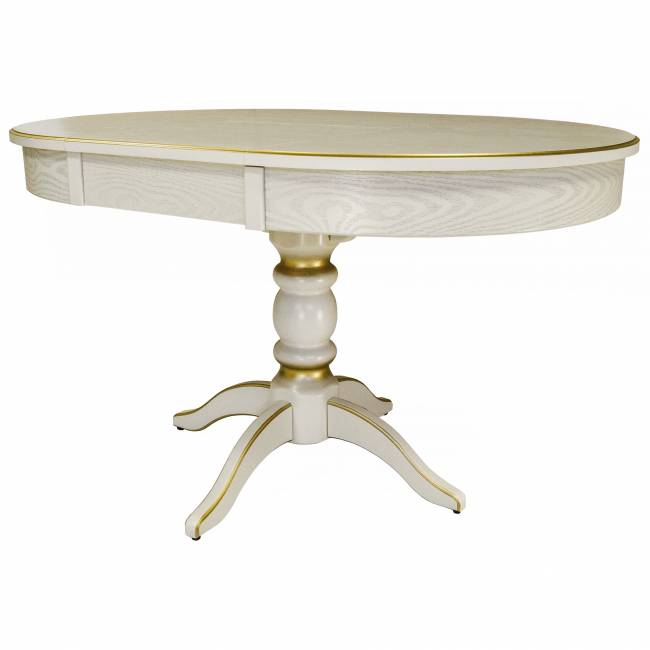 Стол обеденный Фидея 4 раздвижной слоновая кость/золото 90/130*90