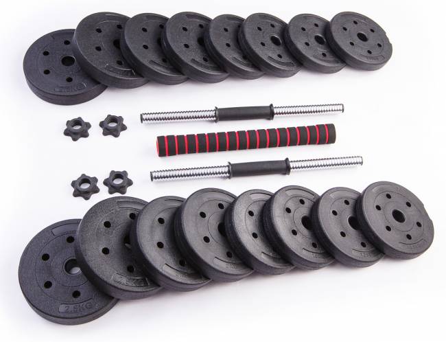 Набор композитных гантелей "TREX SPORT" 30 кг, с соединительным грифом 