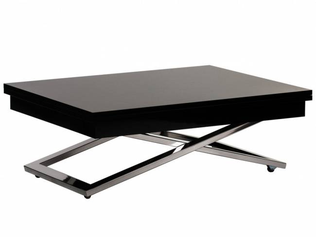 Стол-трансформер Левмар Cross G27/S79 черный глянец/ опоры нерж.сталь