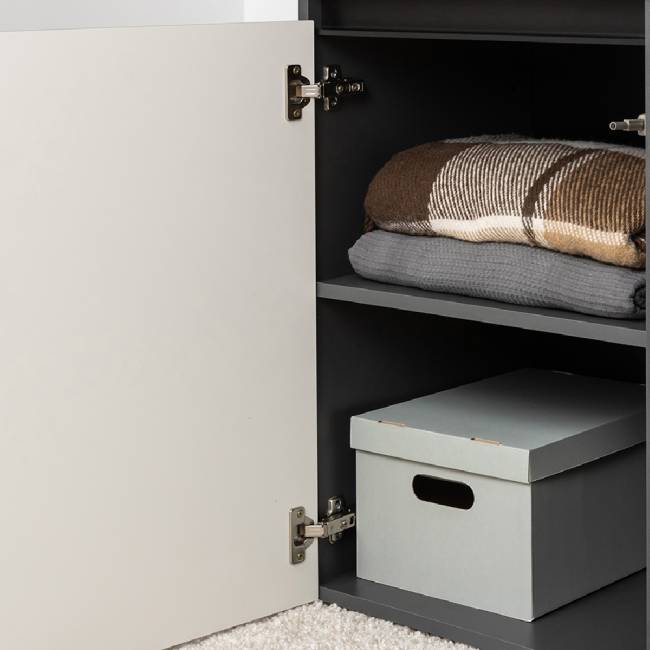 Два шкафа-витрины Сидней 13.201 и пенал-шкаф с ящиком Сидней цвет антрацит/МДФ веллюто капучино