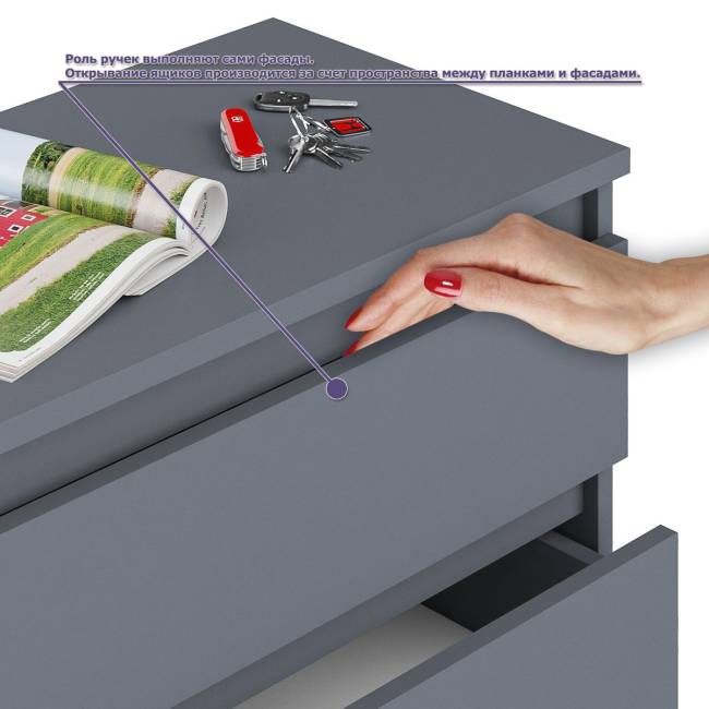 Высокий комод Мори на 700 5 ящиков и компьютерный стол Мори МС-6 тумба справа цвет графит