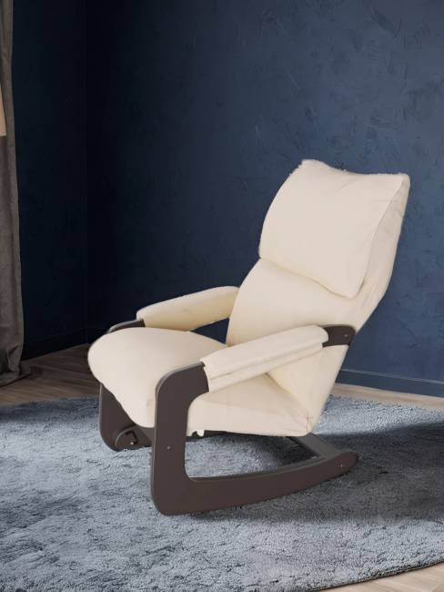 Кресло-качалка (трансформер со стопором) Модель 81 Ткань Макс 100, каркас венге