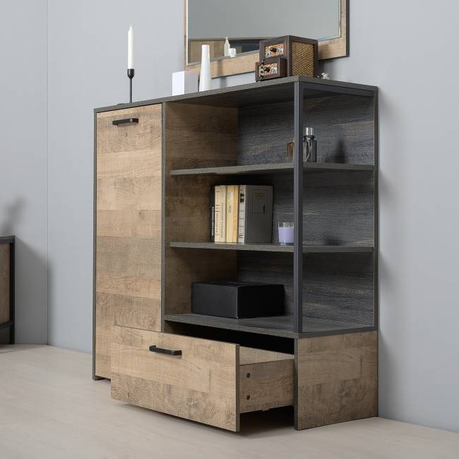 Два комода с ящиками и комод с дверкой и одним ящиком Трувор цвет дуб гранж песочный/интра