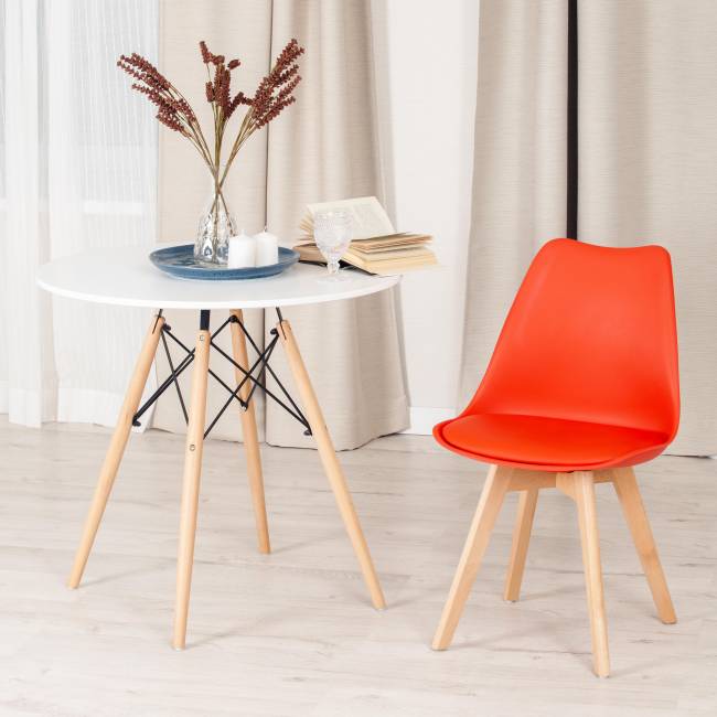 Стул TULIP (mod. 73) дерево/пластик/ПУ, 48.5*52.5*83cм, красный (Комплект из 4 шт.) красный дерево/пластик/ПУ