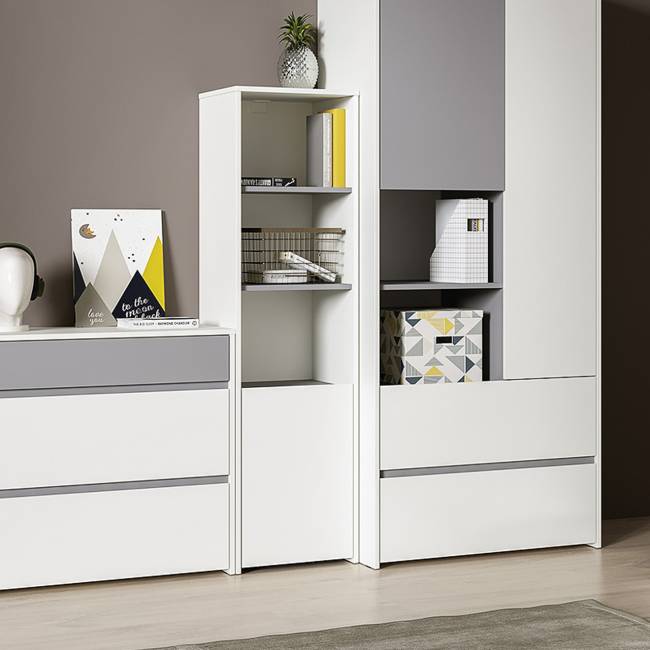 Шкаф комбинированный Торонто 13.13 цвет белый шагрень/стальной серый Шкаф комбинированный Торонто 13.13 цвет белый шагрень/стальной серый