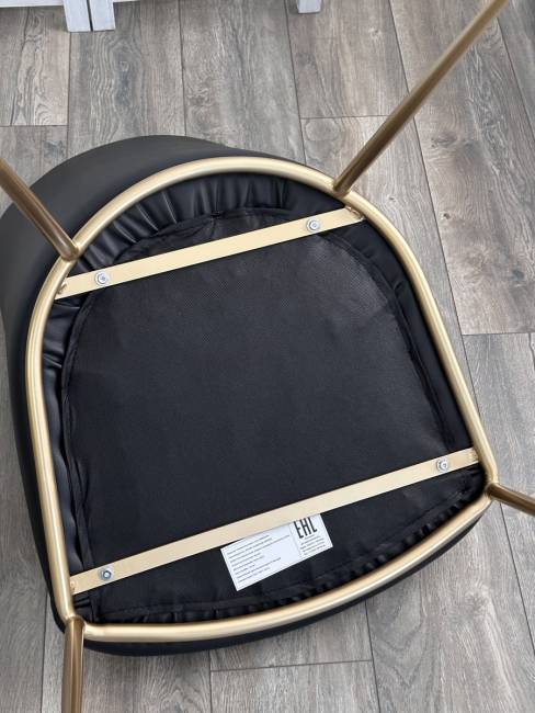 Стул АБРИОЛА (ABRIOLA) цвет ЧЕРНЫЙ Black Ti-25, экокожа / бронзовый, ®DISAUR