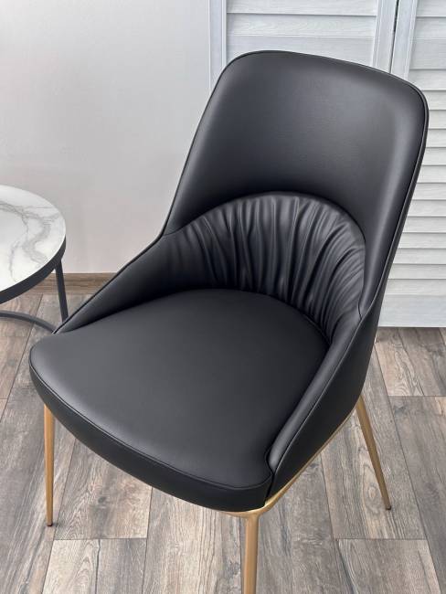 Стул АБРИОЛА (ABRIOLA) цвет ЧЕРНЫЙ Black Ti-25, экокожа / бронзовый, ®DISAUR