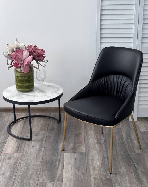 Стул АБРИОЛА (ABRIOLA) цвет ЧЕРНЫЙ Black Ti-25, экокожа / бронзовый, ®DISAUR