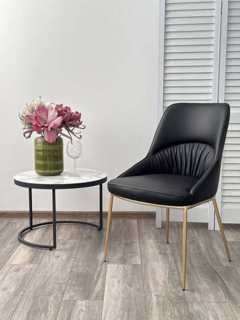 Стул АБРИОЛА (ABRIOLA) цвет ЧЕРНЫЙ Black Ti-25, экокожа / бронзовый, ®DISAUR