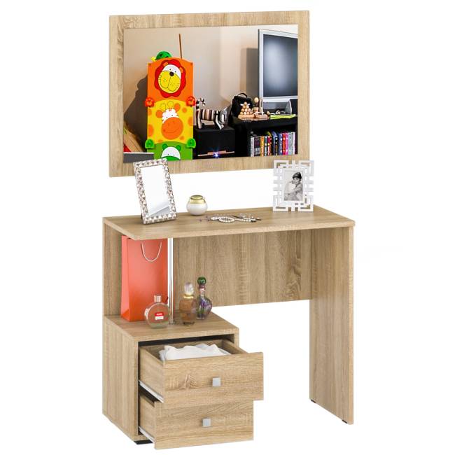 Стол косметический с зеркалом Камелия цвет дуб сонома Стол косметический с зеркалом Камелия цвет дуб сонома