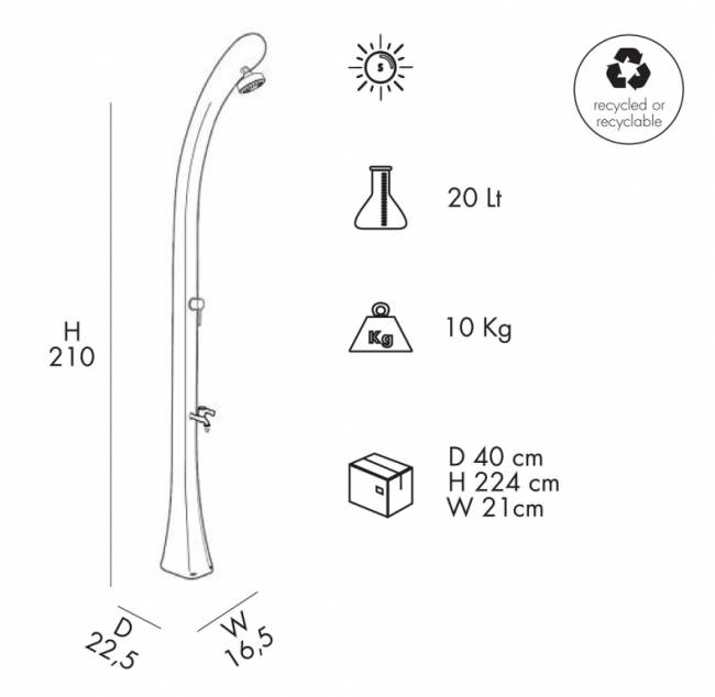 Душ солнечный Happy One F 120 белый 165х225х2100 мм Душ солнечный Happy One F 120 белый 165х225х2100 мм