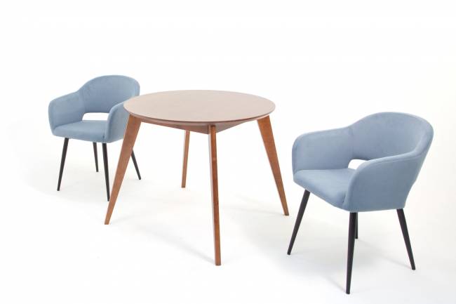 Стол Сканди К 100 орех с креслами Пичч велюр синий Стол Сканди К 100 орех с креслами Пичч велюр синий