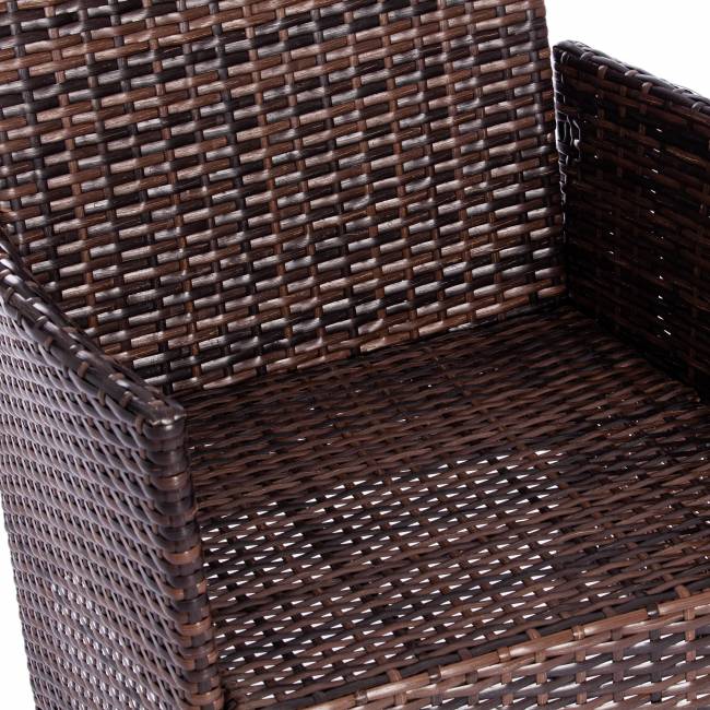 Лаундж сет (диван+2кресла+столик+подушки) (mod. 210013 А) пластиковый ротанг, 107х60х83см/60х60х83см/79,5х45,5х34см, темно-коричневый, ткань DB-18 серый