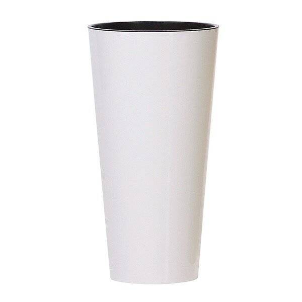 Кашпо для цветов "Prosperplast Tubus Slim Shine", белый, 27+15л