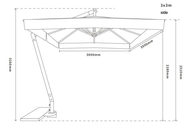 "Корсика" зонт уличный 3х3м на боковой алюминиевой опоре, цвет под дерево "Корсика" зонт уличный 3х3м на боковой алюминиевой опоре, цвет под дерево