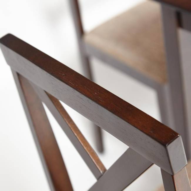 Обеденный комплект Хадсон (стол + 4 стула)/ Hudson Dining Set дерево гевея/мдф, стол: 110х70х75см / стул: 44х42х89см, cappuccino (темный орех), ткань кор.-зол. (1 cappuccino (темный орех) дерево гевея/мдф