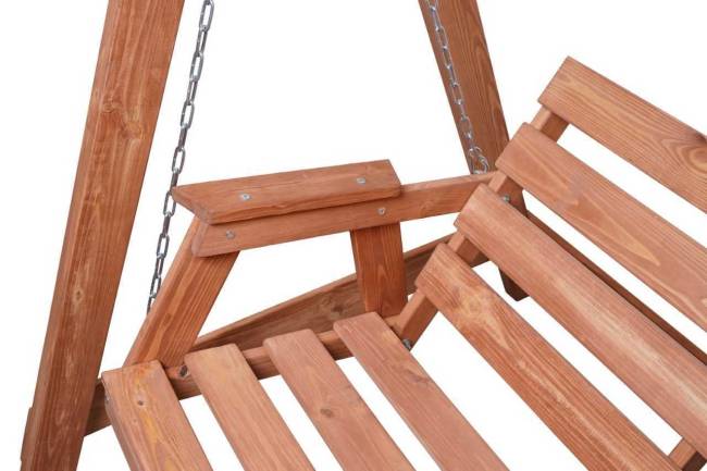 Садовые качели СЕЛЕНА ПРЕМИУМ 3.0 (трехместные) деревянные с покраской Бежевый