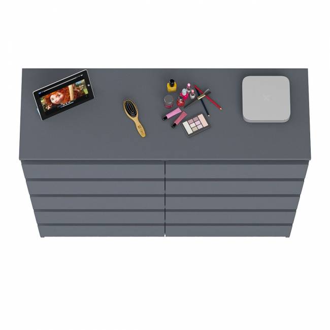 Комод высокий на десять выдвижных ящиков Мори МК1200.10 цвет графит